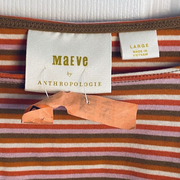 Anthropologie Maeve Top Womens Size Large Ruffle Peplum Blouse L Stripe - Picture 4 of 8